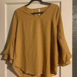 mustard yellow long sleeve blouse